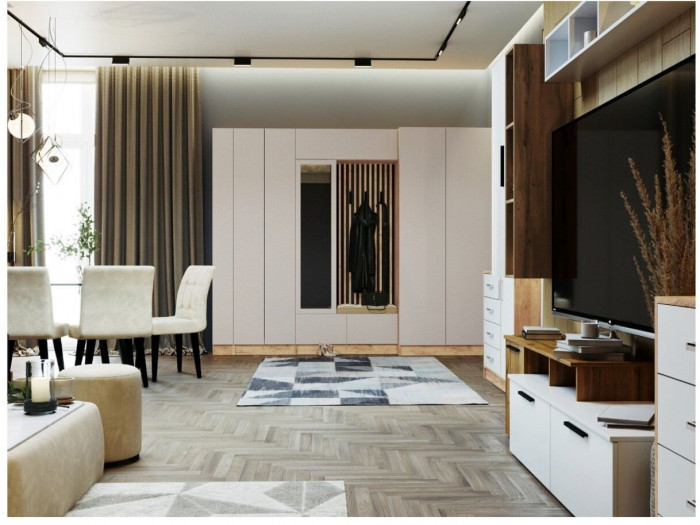 Модульная прихожая "Руэлла", композиция 1 - Крафт золотой/Кашемир