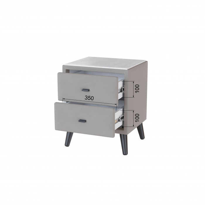 Тумба прикроватная интерьерная Пай светло-серый/мдф холст белый