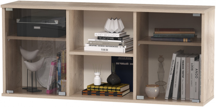 КР100 Бостон № 31, цвет дуб эндгрейн элегантный/фасады МДФ милк рикамо софт, 13.154+12.69+10.51+13.156, ШхГхВ 230,6х57,2х194,4 см., ун. сборка