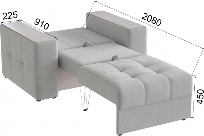 Кресло-кровать Виконт, Светло-серый/Холст белый