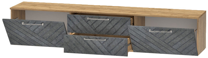 Тумба-4 под ТВ подвесная "Иннэс-7", Крафт золотой/Бетон графит