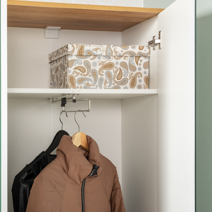 Октава Прихожая 09, белый шагрень/дуб крафт золотой/фасады МДФ белый шагрень