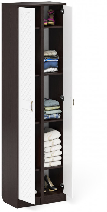 Прихожая П-6 Пенал + Пенал, цвет венге/фасады МДФ белое дерево фрезеровка ромб, ШхГхВ 60х35х210 см., универсальная сборка