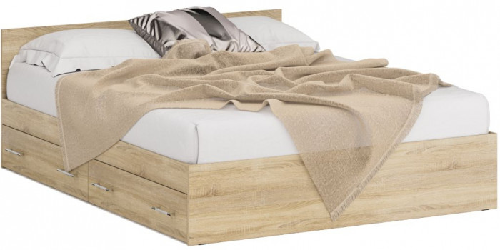 Кровать с ящиками 1600 + Шкаф 2-х створчатый Стандарт, дуб сонома