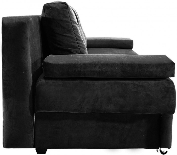 Диван-еврокнижка Амстердам Мини Люкс, 150х195 пружинный блок, велюр черный