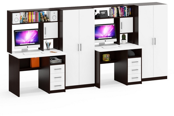 С-МД-СК9 Компоновка № 08, цвет венге/белый шагрень, ШхГхВ 344х70х160 см., НЕ универсальная сборка