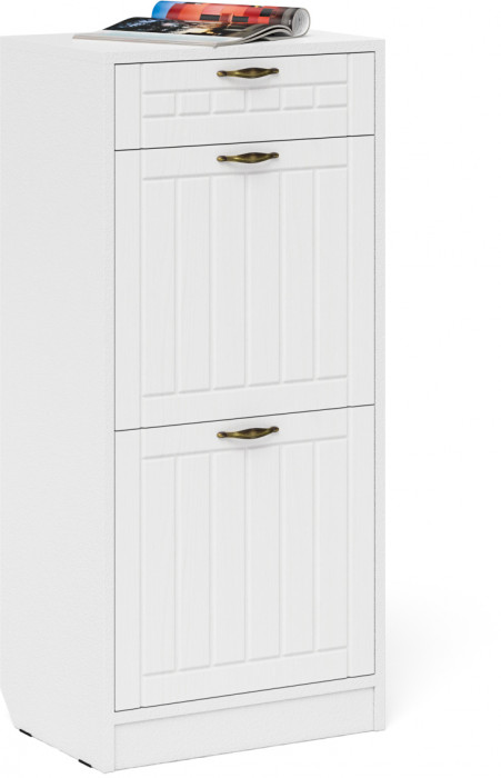 Прихожая П-6 Компоновка № 29, цвет белая шагрень/фасады МДФ белое дерево фрезеровка прованс, ШхГхВ 140х50х210 см., универсальная сборка