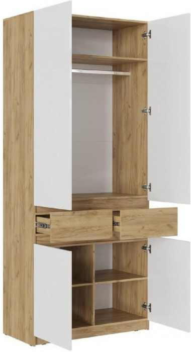 Модульная прихожая Бостон МДФ, крафт золотой/белый глянец (Дуб Крафт Золотой, Белый глянец)