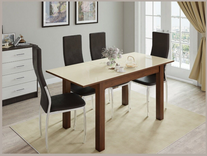 Стол обеденный Бруно 1200х800 орех шоколадный/лакобель ваниль