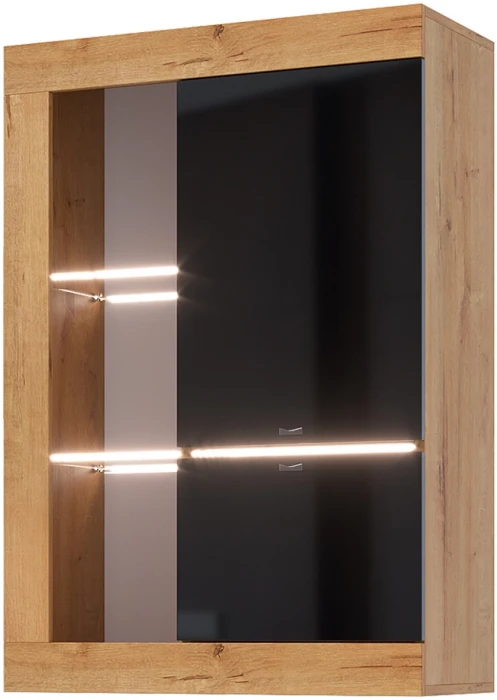 Прага Модульная Гостиная, вариант №1, вотан/Черный глянец