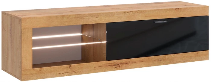 Прага Модульная Гостиная, вариант №1, вотан/Черный глянец