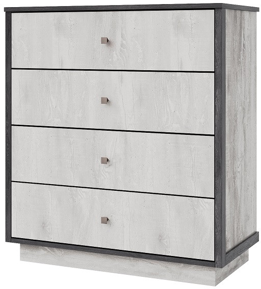 Комод 4 ящика "Тиффани" - Бетон пайн светлый/Дуб шале графит