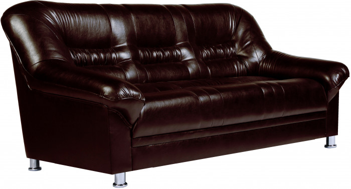 Диван Карелия кожаный 3-х местный, коричневый