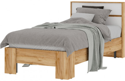 Хелен КР 01 Кровать 0.9х2.0 (0,970х0,928х2,114) белый/дуб крафт золото