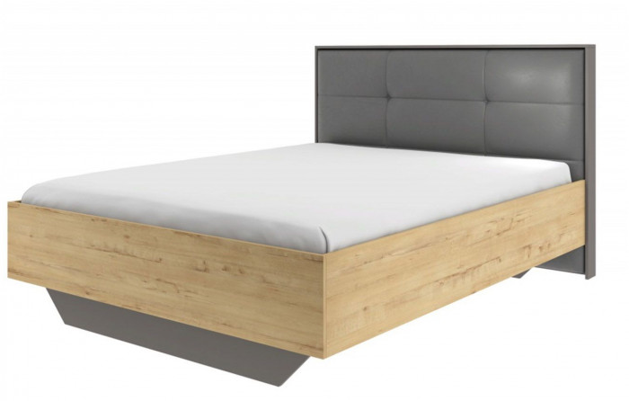 Бруно 73 Кровать с основанием 1600 Дуб Вотан / Серый графит