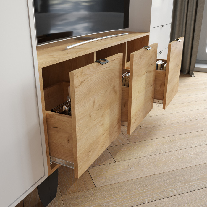 Гира Гостиная, дуб крафт золотой/белый