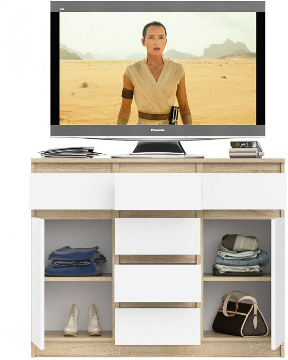 Мори Комод МК1200.4, цвет дуб сонома/белый, ШхГхВ 120,4х41х94 см.