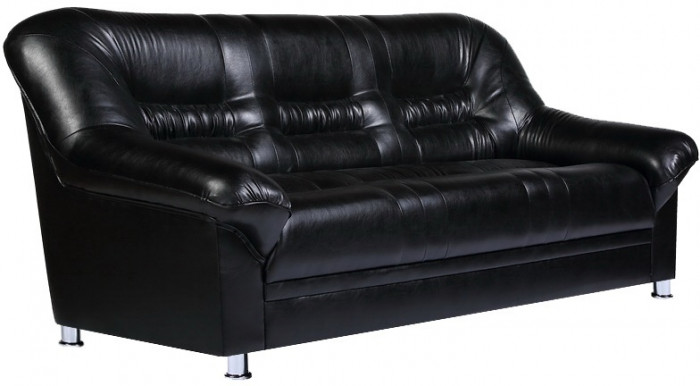 Диван Карелия кожаный 2-х местный, черный