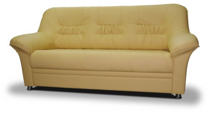 Диван Карелия кожаный 3-х местный, бежевый