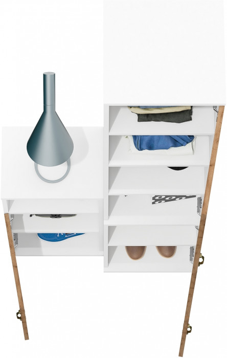 Лидер-8 Пенал МД 22Б + Тумба МД 3.19, белый шагрень/крафт золото