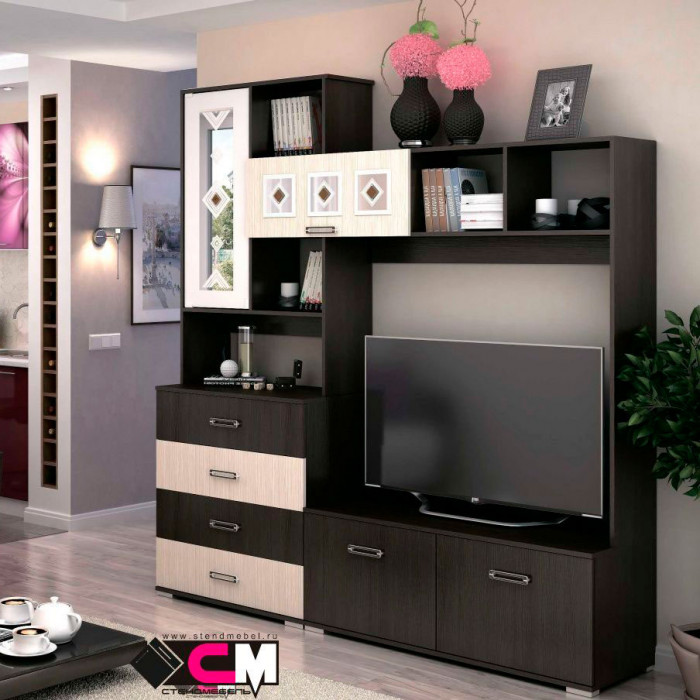 Гостиная ЯНА ТВ 751 центральная секция венге/дуб белфорт