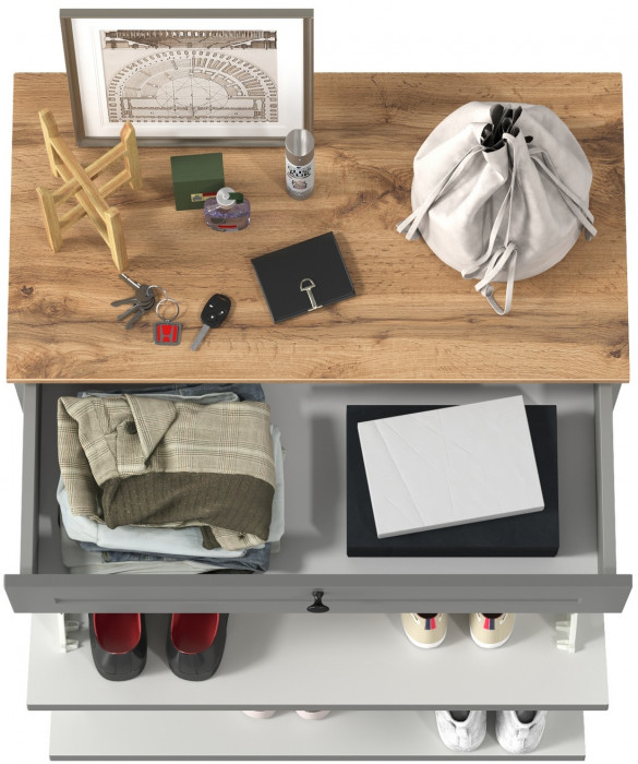 Остин 16.121 Тумба для обуви, серый графит/дуб крафт золотой