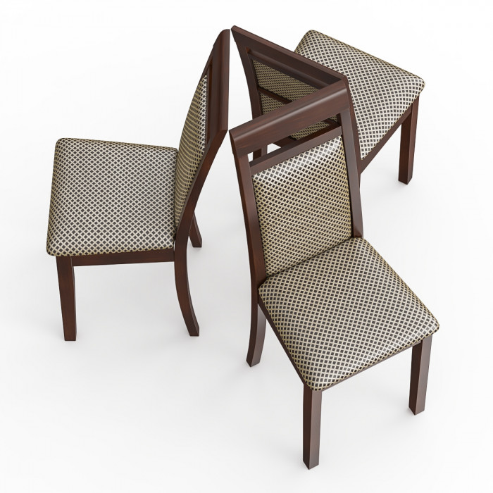 Три стула Мебель--24 Гольф-12 разборных, цвет орех, обивка ткань руми 812/8, ШхГхВ 40х40х100 см., от пола до верха сиденья 47 см (мягкая спинка)