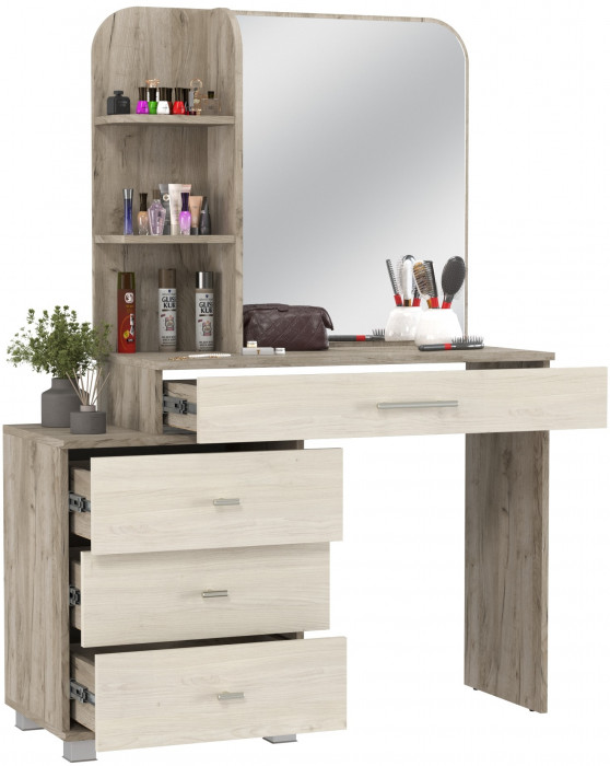 Трюмо 4-25100дкс/скан.д.б. Оливия, дуб крафт серый/скандинавское дерево белое