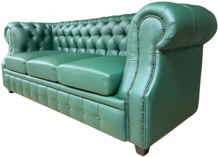 Диван офисный Честер ЛОФТ 3-х местный, экокожа зеленый