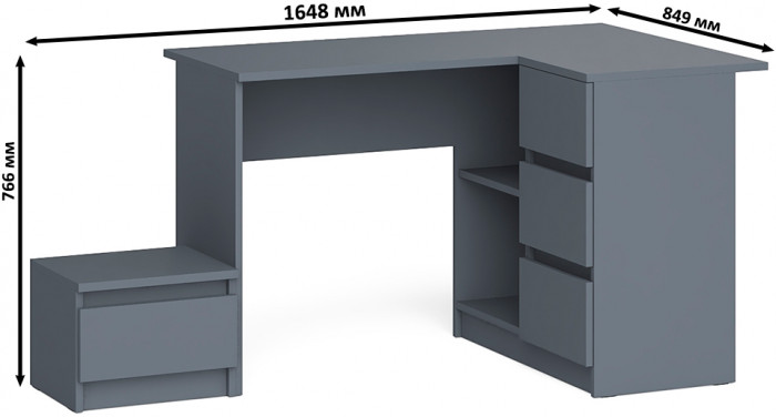 Мори компьютерный стол МС-16 правый + Тумба ТМП400.1, графит
