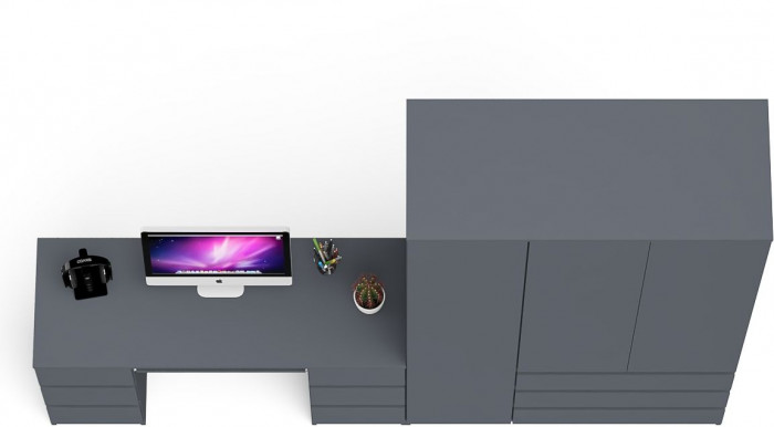 Мори компьютерный стол МС-2 + Шкаф МШ1200.1, графит