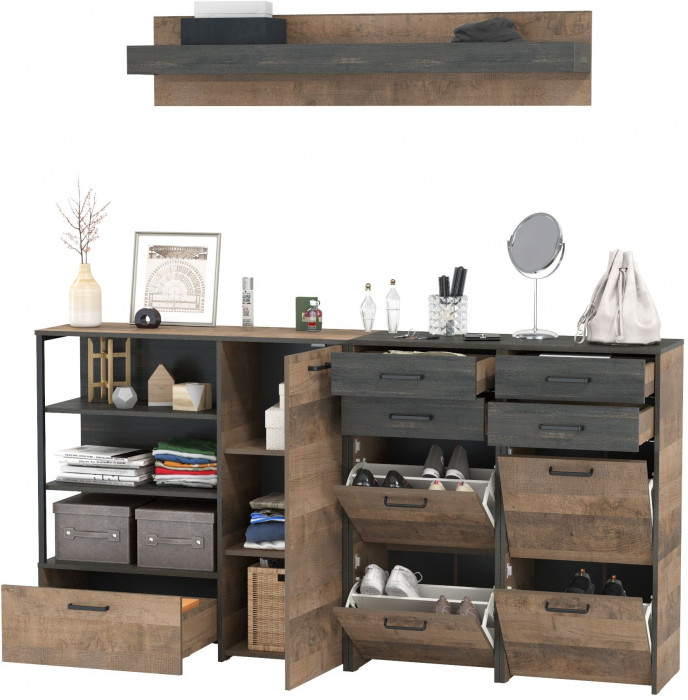 Трувор Прихожая 173, дуб гранж песочный/интра