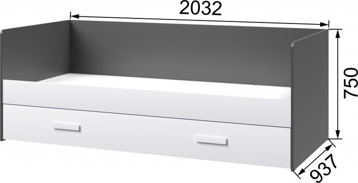 Кэнди Кровать ККР-1 графит/белый