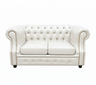 Диван офисный Честер ЛОФТ 2-х местный, экокожа белый