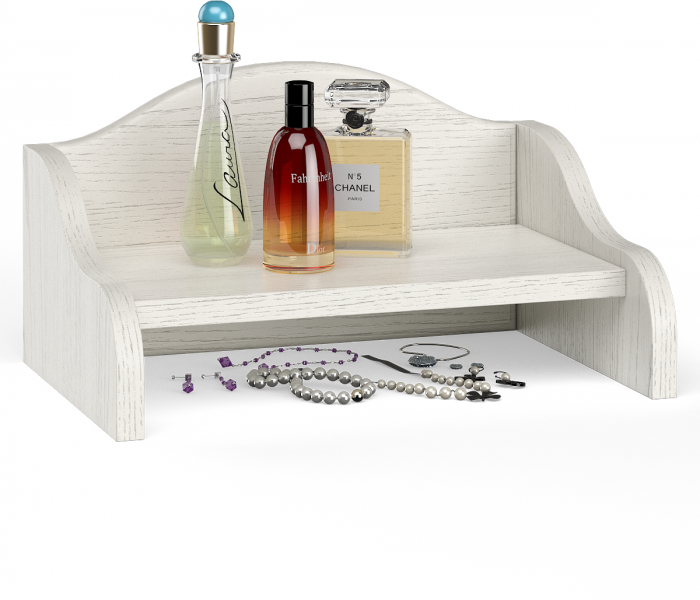 Ливерпуль Стол туалетный 12.46 + Полка 10.118 + Полка 10.117 + Пуф 14.02, ясень ваниль/белый