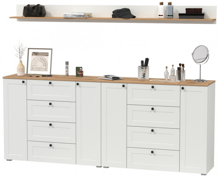 Остин Прихожая 69, цвет белый шагрень/дуб крафт золотой, ШхГхВ 240х41,9х160 см.