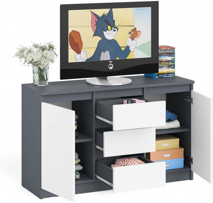 Мори Комод МК1200.3, графит/белый