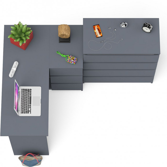 Мори компьютерный стол МС-16 правый + Комод МК800.4, графит