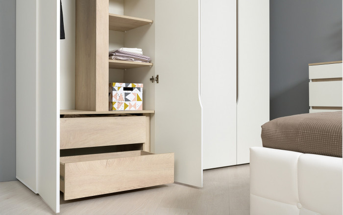 Муссон Спальня № 16, цвет белый/дуб эндгрейн элегантный, ортопед, сп. м. 1600х2000 мм., б/м