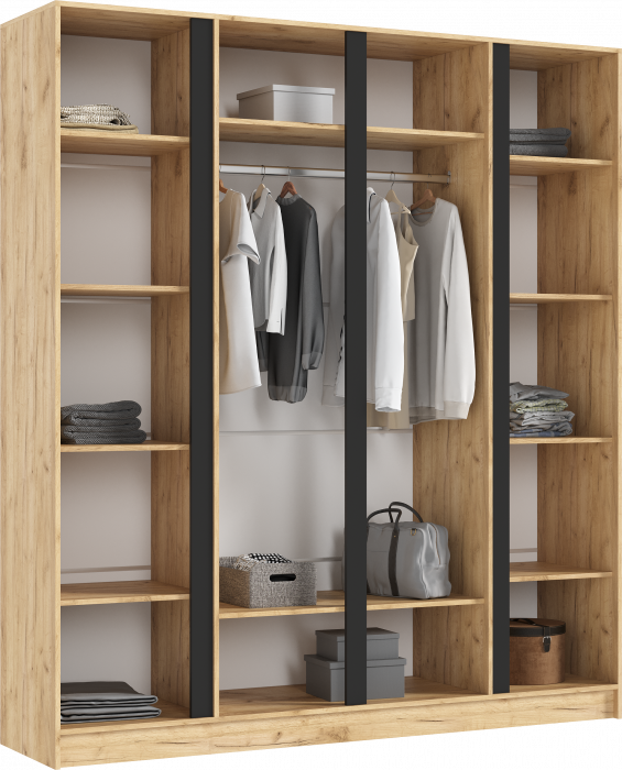 Келвин Шкаф 4-х створчатый 2000, Графит, Дуб Крафт