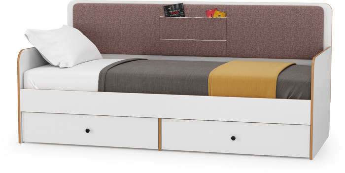 Вуди Компоновка № 37, цвет белый премиум/дуб крафт золотой/саванна латте, сп. м. 900х2000 мм., б/м, основание есть, матрас высотой до 200 мм.