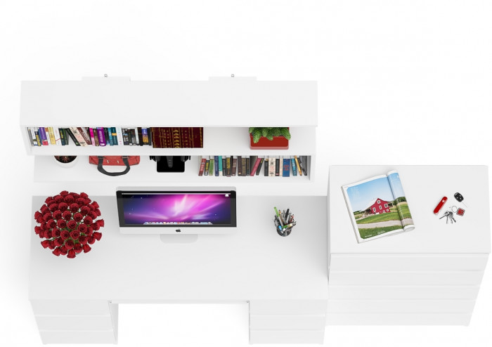 Мори компьютерный стол МС-2 + Комод МК700.5 + Полка 1200, белый