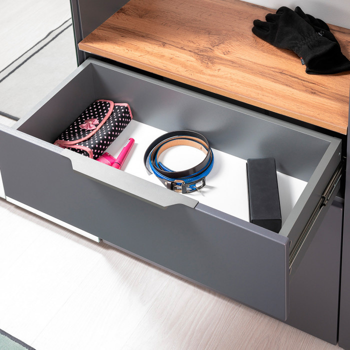 Октава Прихожая 41, серый графит/дуб крафт золотой/фасады МДФ серый графит