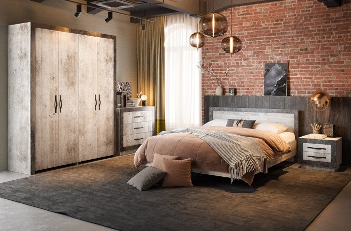 Набор мебели для спальни "Эстель" - Сосна шале/Бетон спаркс