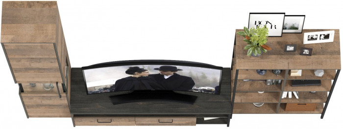 Трувор Гостиная 016, цвет дуб гранж песочный/интра, ШхГхВ 284,6х45,4х210 см., универсальная сборка