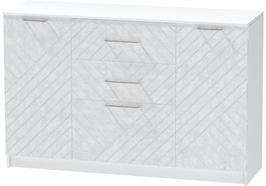 Комод №3 "Иннэс-7", Белый/Бетон снежный