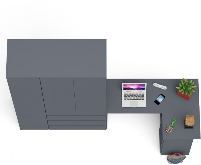 Мори компьютерный стол МС-16 правый + Шкаф МШ1200.1, графит