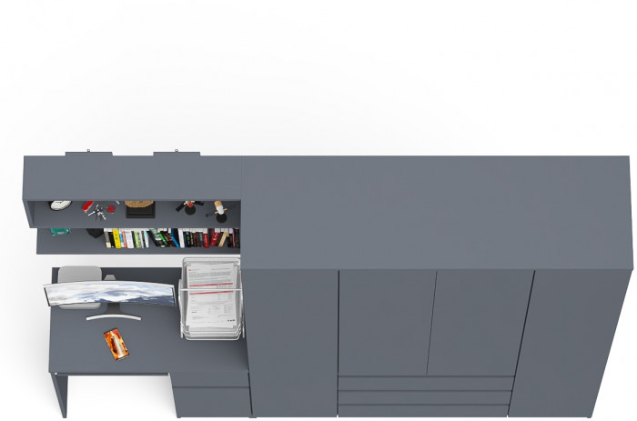 Мори компьютерный стол МС-1 правый + Шкаф МШ1600.1 + Полка 900, графит