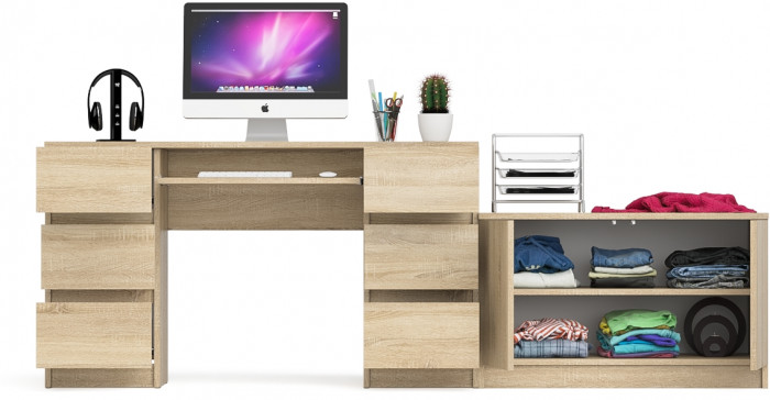 Мори компьютерный стол МС-2 + Тумба МА900.1, дуб сонома
