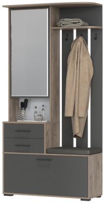 Прихожая 2-3431дкт/граф Домино - Шкаф с вешалкой, цвет дуб крафт табачный/графит, ШхГхВ 100х36х202 см., универсальная сборка